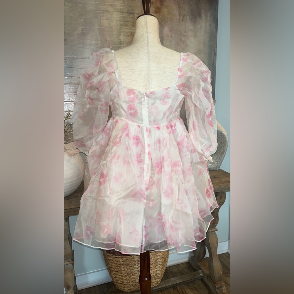 🚫SOLD🚫 NWT Selkie’The Kiss on the lips’ silk gauze puff mini dress sz L - Picture 13 of 16